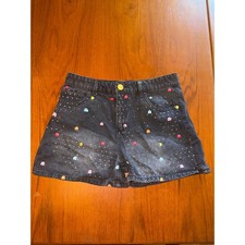 Justice x Pac-Man Girls Black Denim Shorts Rhinestone Ghost Print Retro Size 16