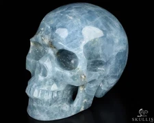 5.0" Blue Calcite Hand Carved Crystal Skull, Realistic, Crystal Healing