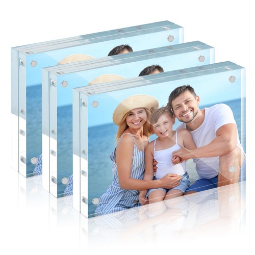 Acrylic Picture Frames 4x6, Strong Magnetic Photo Frame, Double Sided Clear P...