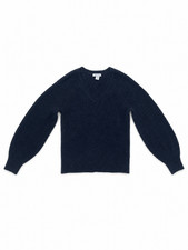 ATHLETA MERINO LAYOVER V-NECK SWEATER SIZE SMALL - NAVY BLUE