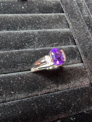 Amethyst Ring With White Topaz
