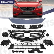 Bumper Grille Radiator Support Bracket Fog Light Cover Set For 2014-2017 Mazda 6