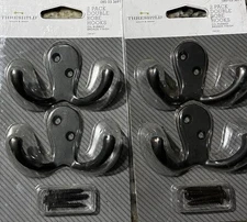 4 Double Robe Hooks Oil Rubbed Bronze Finish