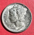 1945 Choice Uncirculated US Mercury SILVER Dime "Philadelphia" Mint! Old US Coin