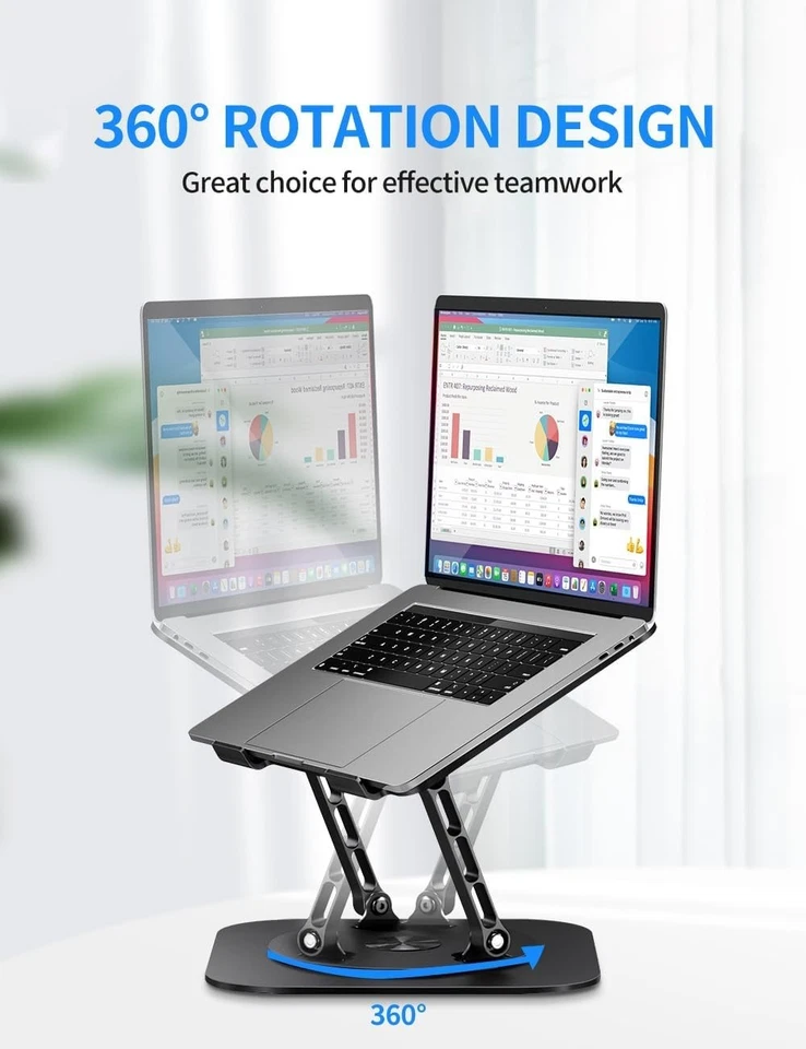 Ergonomic Adjustable Laptop Stand with 360° Rotating Base - Fits Up to 16 Inches - Image 4 of 4