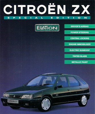 Citroen ZX Elation Limited Edition 1995-96 UK Market Single Sheet Brochure 