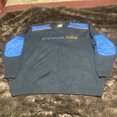 Vintage Platinum FUBU Acrylic Embroidered Pullover Crewneck