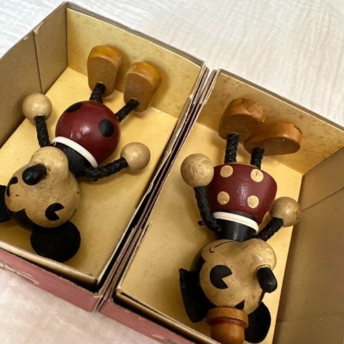 Disney Young Epoch Mickey Minnie Donald Pluto Wooden Figures Vintage W/ Box JP - Picture 12 of 12