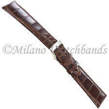 20mm Morellato Dark Brown Glossy Genuine Alligator Stitched Watch Band 1860