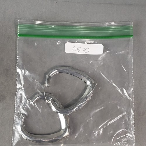 Orecchini Cerchio Cuore Tono Argento Brutalisti Retrò Modernariato Boho Traforati 2,5" - Foto 9 di 9