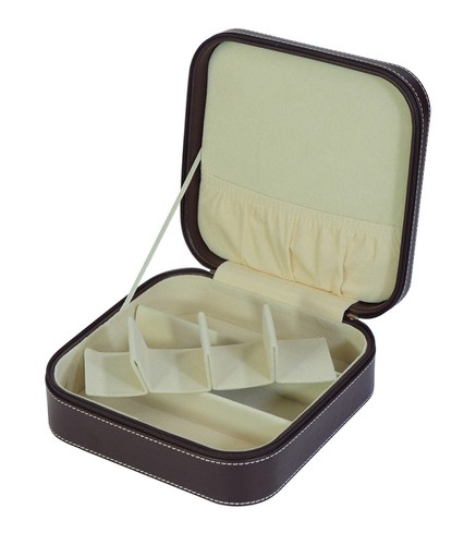 TIMELYBUYS Dark Brown 3 Compartment Sunglass Travel Case & Jewelry Box Storage - Picture 5 of 6