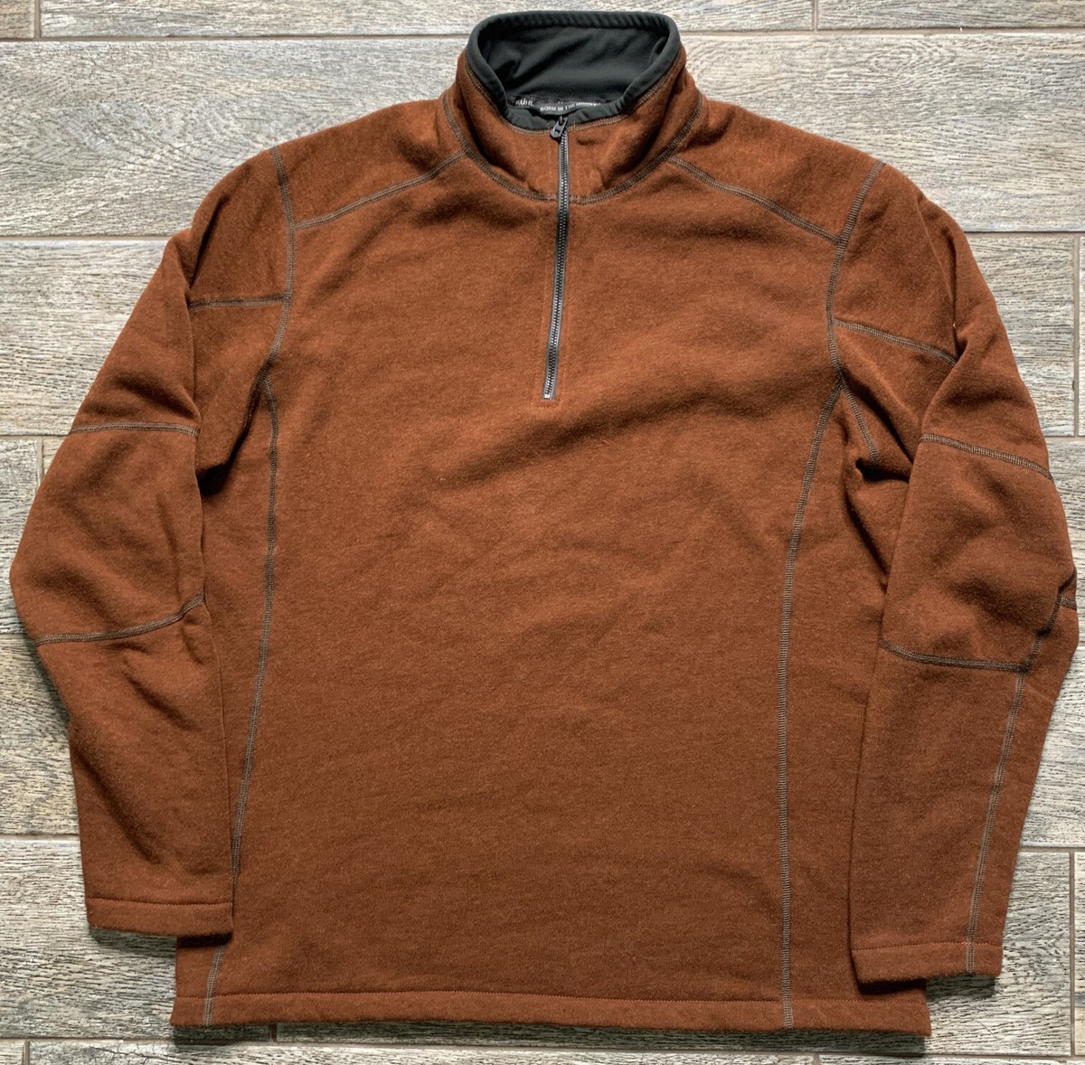 KUHL PULLOVER MENS LARGE REVEL 1/4 QUARTER ZIP SWEATER LONG SLEEVE