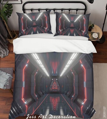 3D Aircraft Corridor Aerospace Quilt Cover Set Bedding Sets Pillowcases Queen