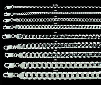 Real 925 Sterling Silver Necklace 1.5mm Wave Curb Chain 14-26 Inch Stamped Gift Real 925 Sterling Silver Necklace 1.5mm Wave Curb Chain 14-26 Inch Stamped Gift