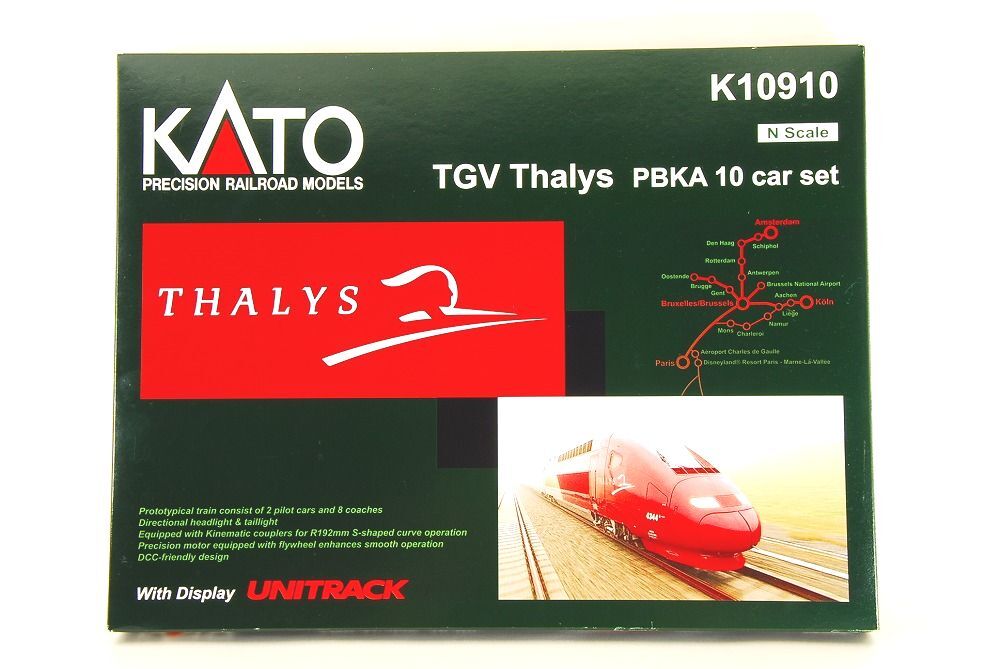 KATO N-Scale K10910 Thalys PBKA 10 car Set with Display KATO N-Scale K10910 Thalys PBKA 10 car Set with Display
