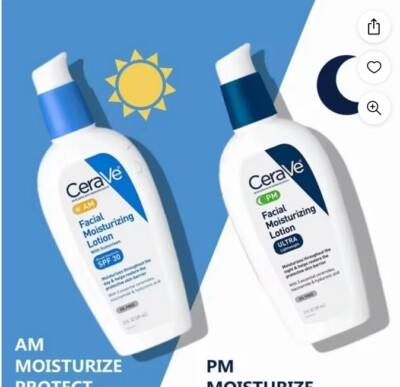 CeraVe Day & Night Face Lotion Skin Care Set | Contains AM And PM