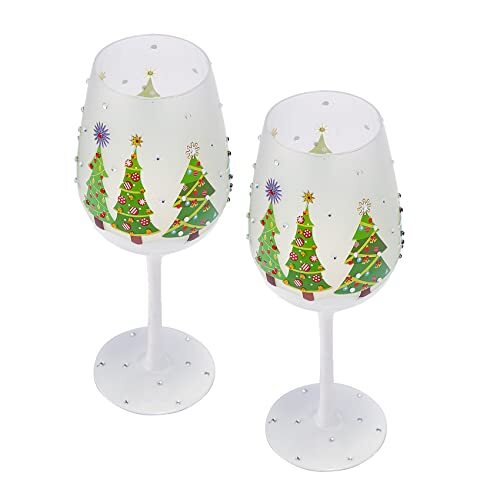 Weihnachtsbaum Feiertag Thema Wein & Wasser Gläser - 2er Set - leuchtend gestielt - Bild 6 von 7