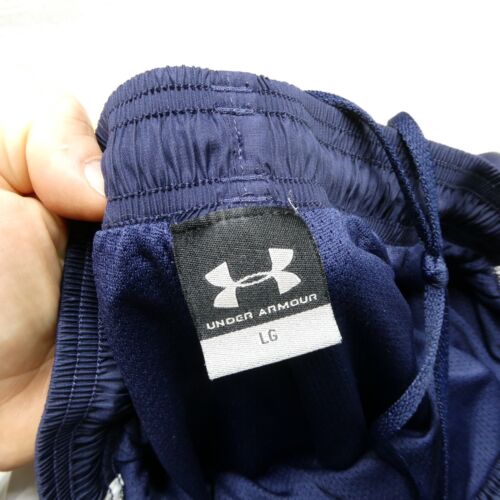 Under Armour Woven Track Pants Youth Large Blue Mesh Lined Warm Up Ankle Zips - Picture 3 of 8