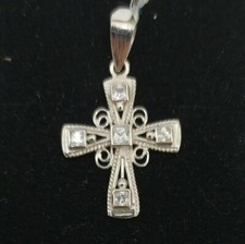 Pendentif Or 18K 750 Mls. Croix Or Blanc. 2,04 Grammes. 24,2 Mm.