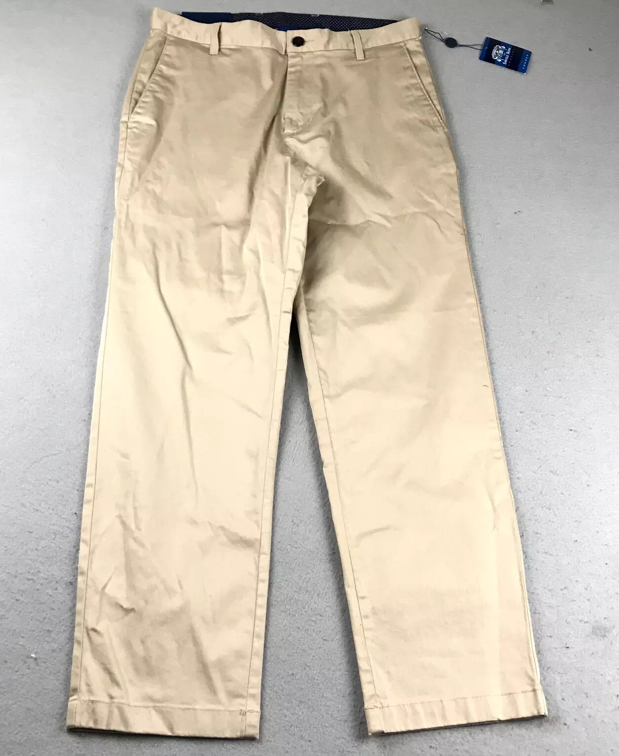 FILA Pantalone Savile Row uomo 34X30 marrone piatto davanti leggero gamba dritta Londra nuovo con etichette