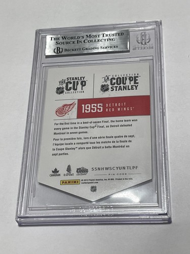 Marty Pavelich Signed 1955 Red Wings Stanley Cup Card IP Slabbed Beckett BAS a - Picture 2 of 4