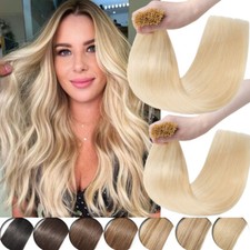 Pre Bonded Stick I Tip 100 Remy Human Hair Extensions Micro Ring Bead 16"-22in