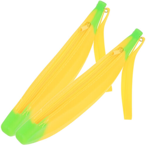 2 Pcs Schulbedarf Stiftbehälter Silikon-Bananen-Federmäppchen Stifttasche Obst - Bild 1 von 12
