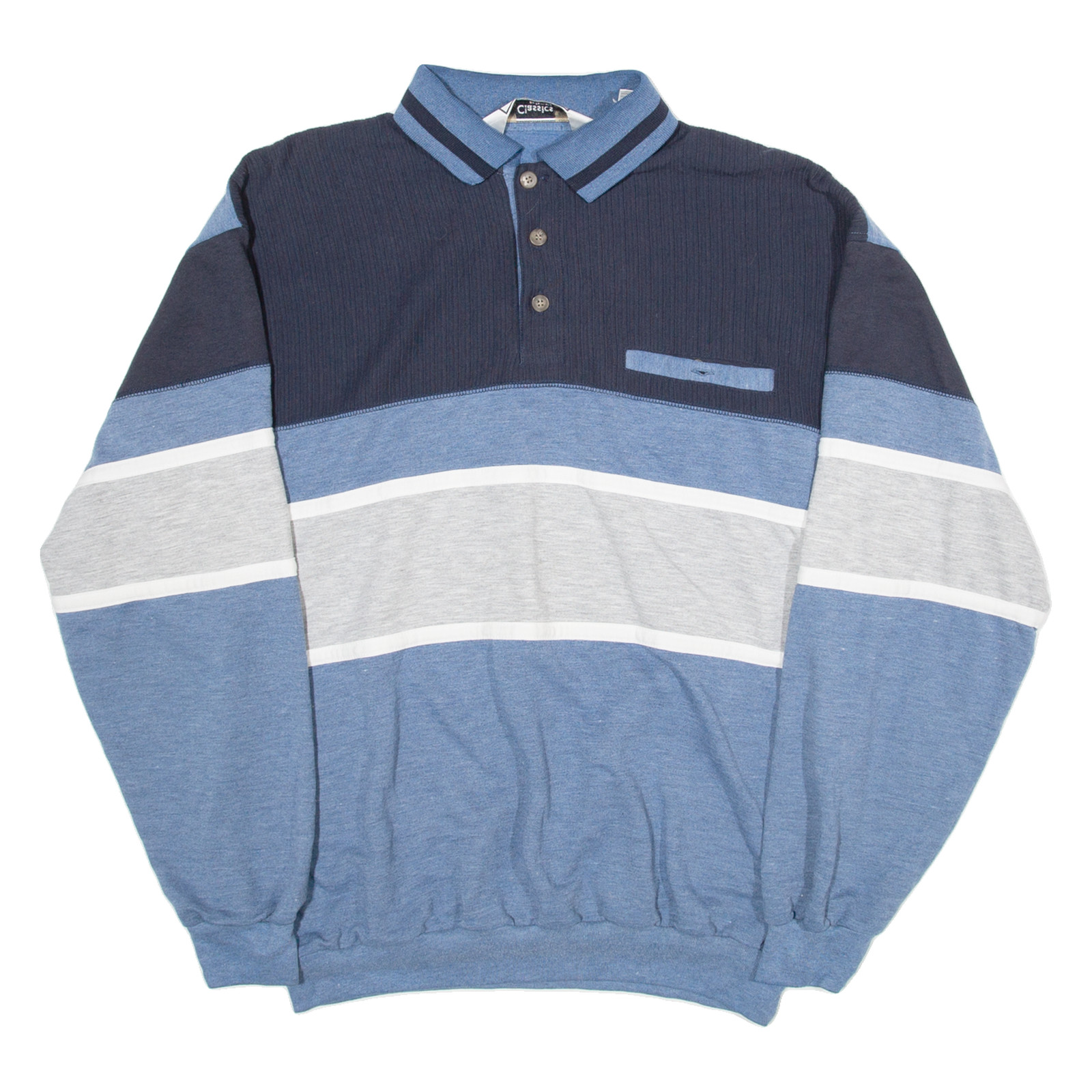 CLASSICS Herren Sweatshirt Blau Mit Kragen L
