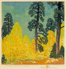 Gustave Baumann : Pine and Aspen : 1946 : Archival Canvas Art