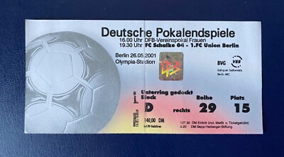 Ticket 26.Mai 2001 DFB-Pokalfinale FC Schalke 04 - 1.FC Union Berlin in Berlin