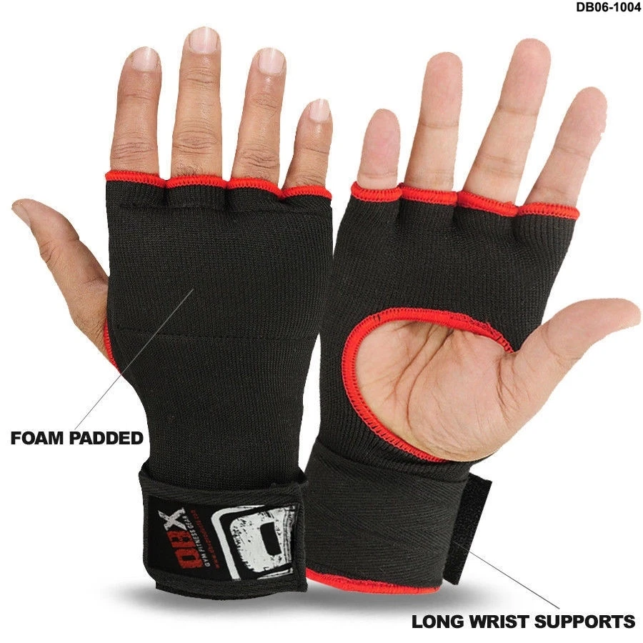 DBX Inner Gloves With Long Wraps Foam Padded MMA Boxing Fight Pair Black