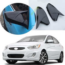 Carbon Fiber Look Ox Horn Rear View Mirror Trim Fit For Hyundai Accent 2012-2017