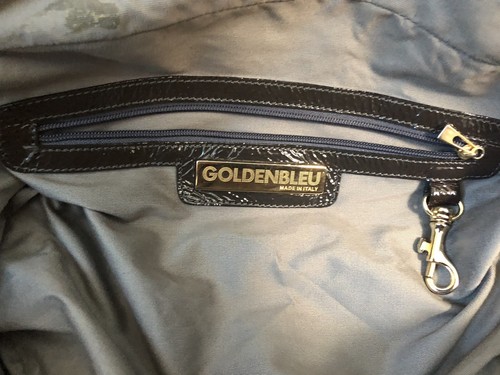 goldenbleu brown green patent leather shoulder bag handbag purse satchel Large - Picture 6 of 9