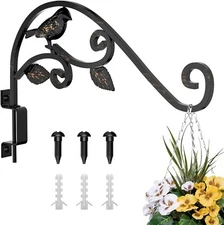 Plant Hangers Outdoor 15.15 Inch Swivel Plant Wall Hanger Sturdy Wrought Iron