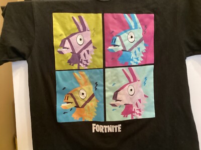 Fortnite Epic Video Games Men's MEDIUM Llama Grid Graphic BLACK~TEE-SHIRT~NWOT
