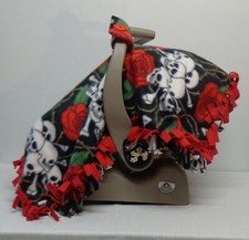 Skulls  Roses /Red Fleece Infant/ Baby Car Seat Canopy/Tent/Cover Handmade