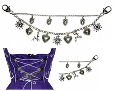Charivari  Dirndl Dress German Necklace Chain Oktoberfest EDELWEISS DEER HEART