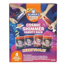 Elmer's Gue Cosmic Shimmer Premade Slime 4 Pack (Teal, Purple, Red, Gold/Green)