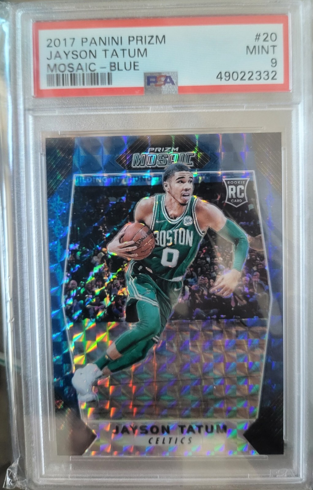 Jayson Tatum 2017-18 Panini Prizm Mosaic Blue RC Rookie PSA 9 Mint Low Pop