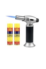 BLOW TORCH BUTANE REFILLABLE LIGHTER CULINARY COOKING CREME BRULEE +  x2 REFILLS