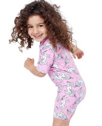 Gottex Kids Pink Unicorns Short Sleeve Zip Up Swim Overalls - Picture 2 of 5