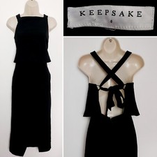 KEEPSAKE The Label Black Open Back Evening Cocktail Party Dress Size Small 