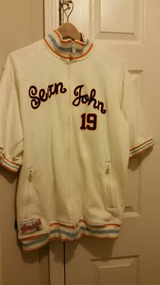 Sean John Shirt Jacket White Med Track Jersey Short Sleeve Sean John Shirt Jacket White Med Track Jersey Short Sleeve