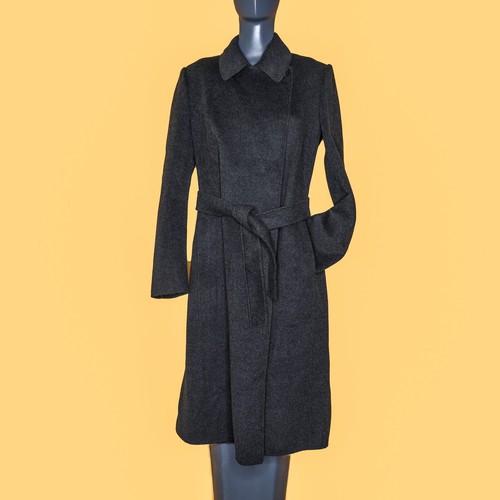 Max Mara Cucito a Mano Angora Wool/Cashmere Dark Grey Coat Medium Size 12/40 - Picture 4 of 8