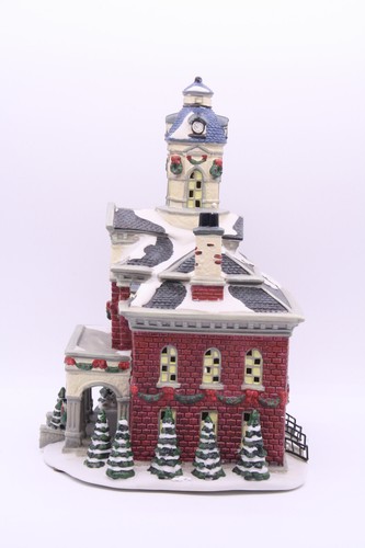 St. Nicholas Square Town Hall Illuminated Village Collection 12” Tall 2002 w/Box - Picture 3 of 24