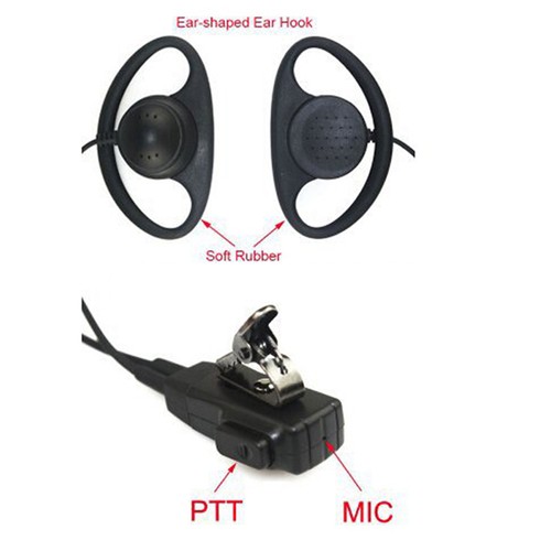 2 Pin D-Shape Earpiece Headset MIC PTT Mic Earpiece Earphone for Baofeng - Photo 9/10