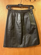 Genuine Black Leather Skirt Vintage