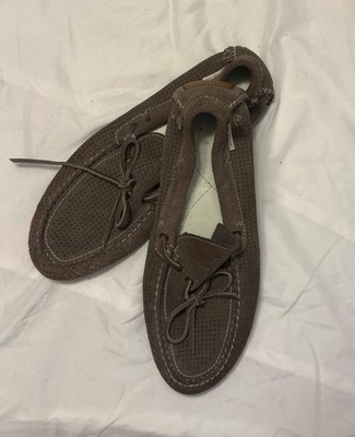 Calvin Klein Jeans Men's Brown Suede Slip-On Moccasins, Perforated Casual Shoes
