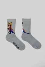 Urban Outfitters x Basquiat Grey Crown Dinosaur Dino Artwork Crew Sock