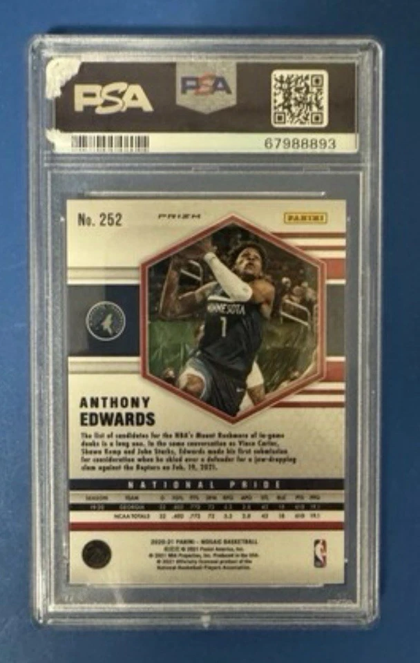 2020 Mosaic ANTHONY EDWARDS National Pride Genesis Prizm Rookie Year PSA 10 - image 2 of 2